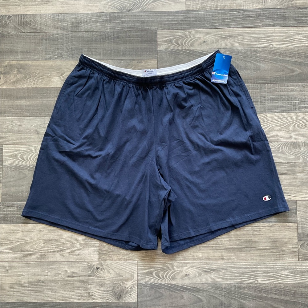 NWT Champion 9” Cotton Jersey Shorts Men's XXXXL 4XL Navy Blue Pockets 85653 031